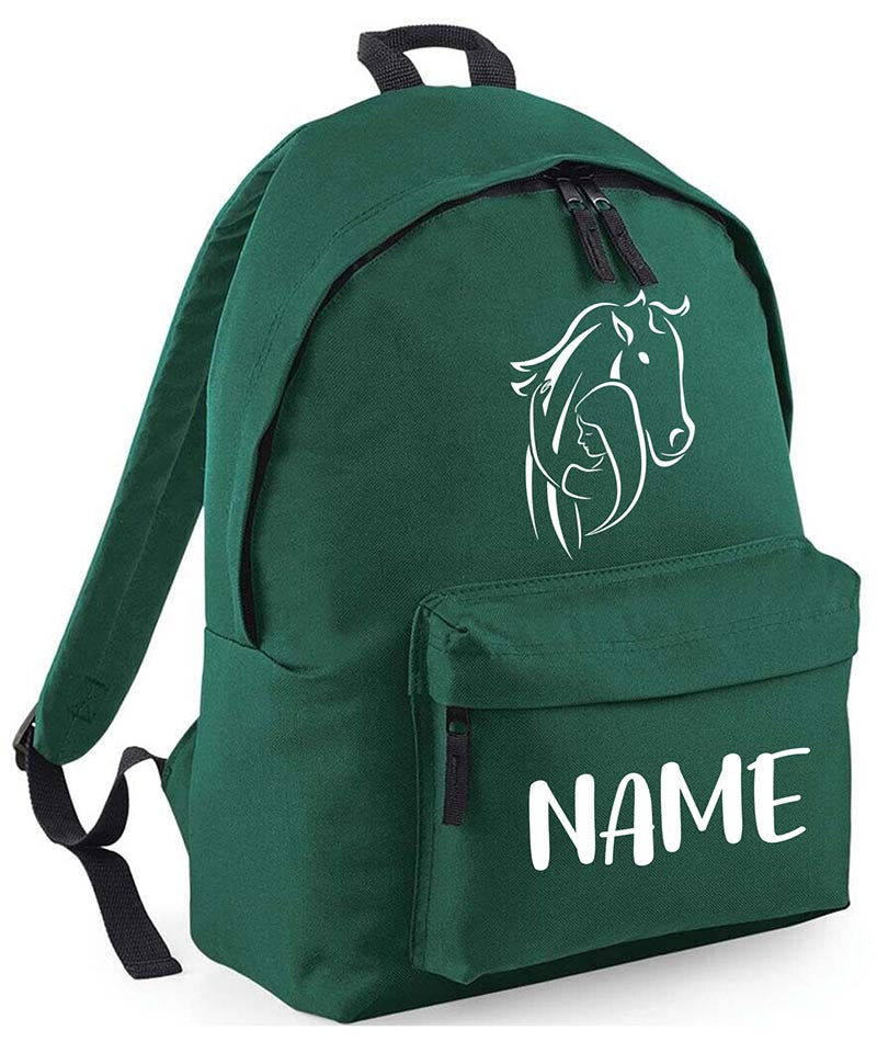 Personalised Equestrian School Backpack Bag Any Name Text Kids PE Kit Girls Boys Gift