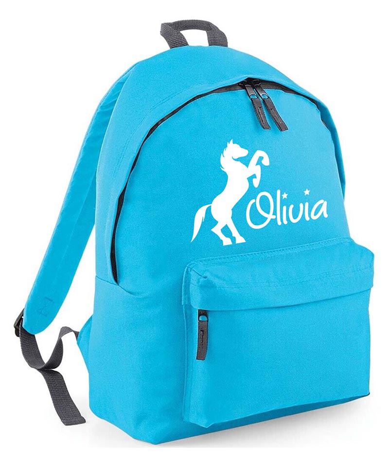 Personalised Equestrian School Backpack Bag Any Name Text Kids PE Kit Girls Boys Gift