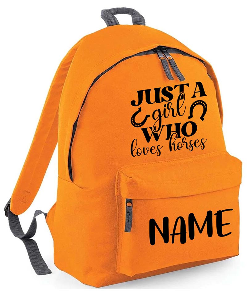 Personalised Equestrian School Backpack Bag Any Name Text Kids PE Kit Girls Boys Gift