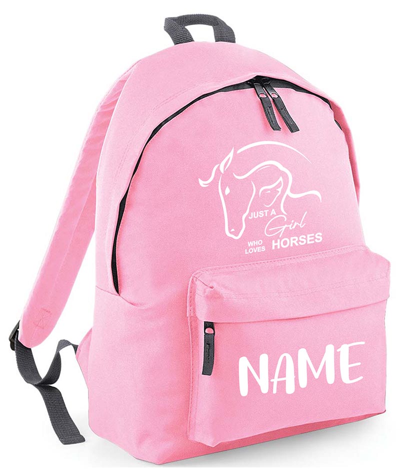 Personalised Equestrian School Backpack Bag Any Name Text Kids PE Kit Girls Boys Gift