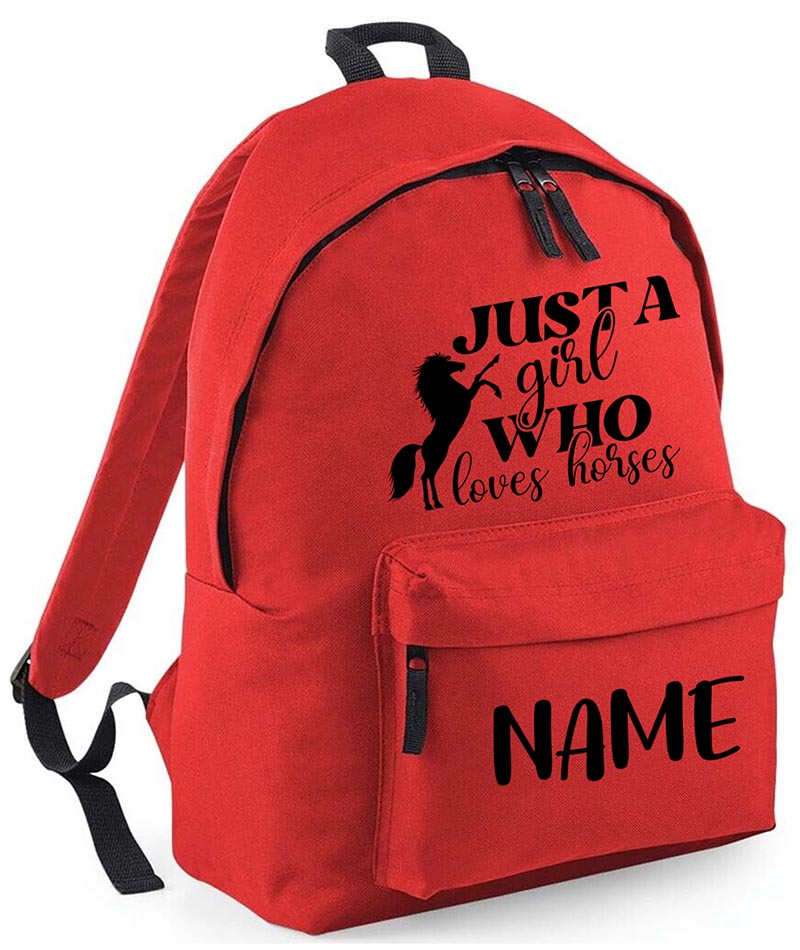 Personalised Equestrian School Backpack Bag Any Name Text Kids PE Kit Girls Boys Gift