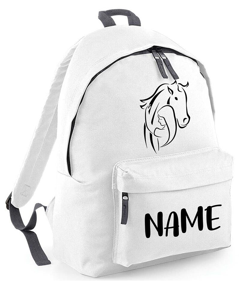 Personalised Equestrian School Backpack Bag Any Name Text Kids PE Kit Girls Boys Gift