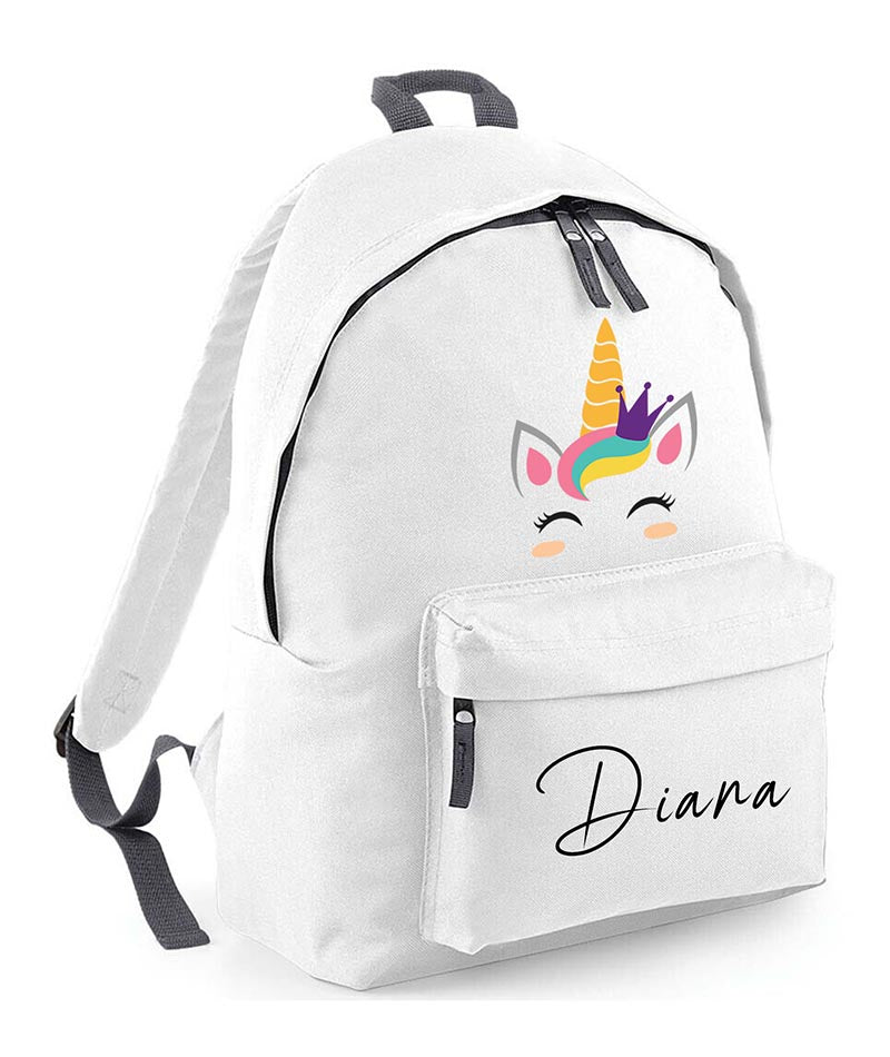 Personalised unicorn School Backpack Bag Any Name Text Kids PE Kit Girls Boys Gift