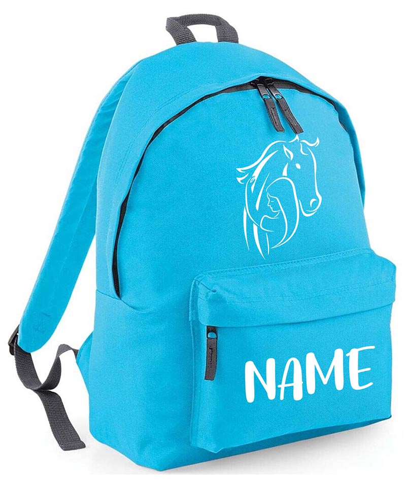 Personalised Equestrian School Backpack Bag Any Name Text Kids PE Kit Girls Boys Gift