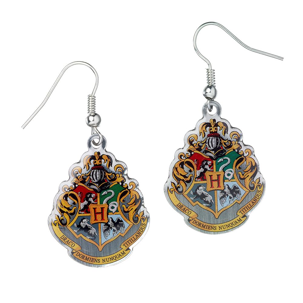 Harry Potter Silver Plated Hogwarts Crest Hook Earrings
