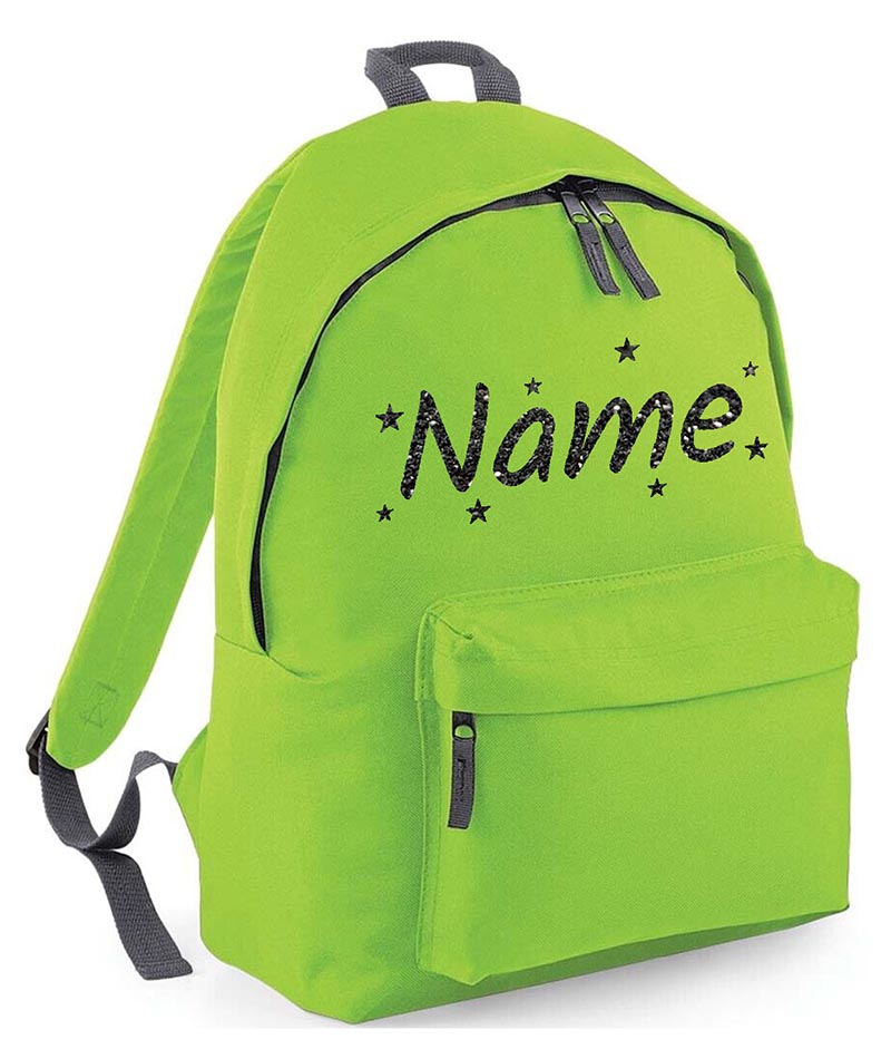 Personalised School Backpack Bag Stars Any Name Text Kids PE Kit Girls Boys Gift