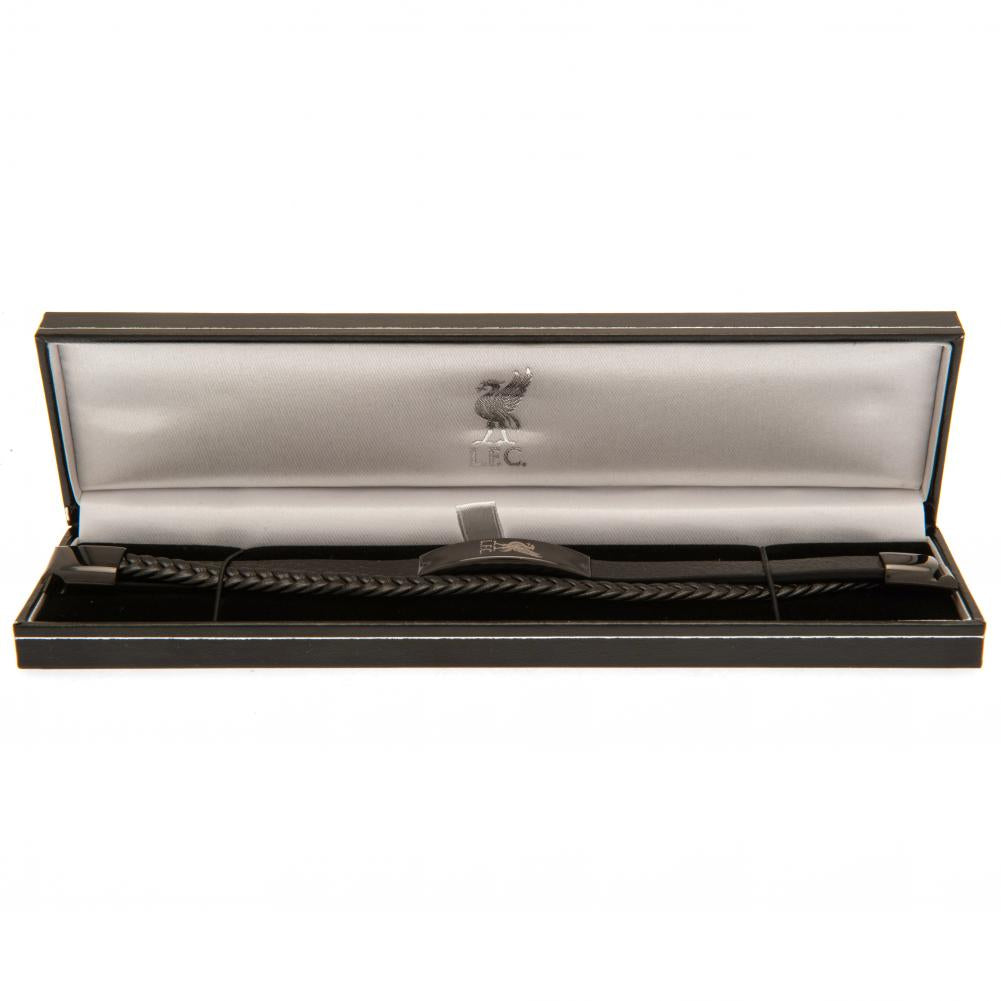 Liverpool FC Black IP Leather Bracelet