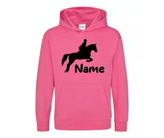 Personalised Glitter Horse Riding Hoodie Girls Boys Hoody Kids Top Jumper