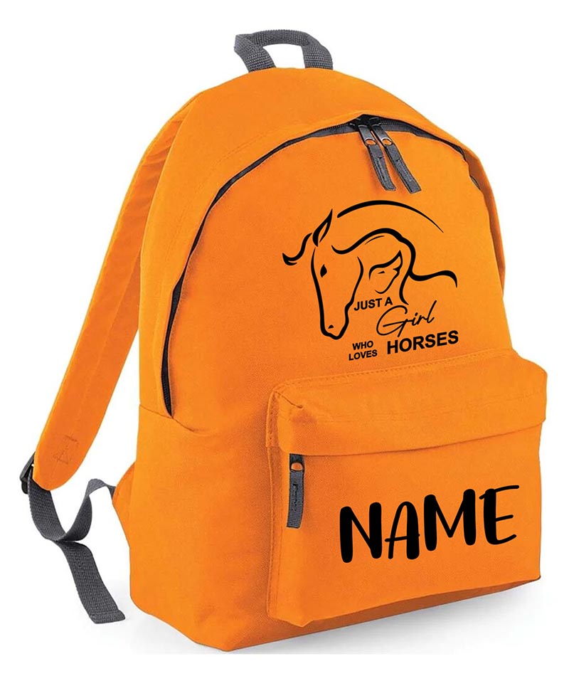 Personalised Equestrian School Backpack Bag Any Name Text Kids PE Kit Girls Boys Gift