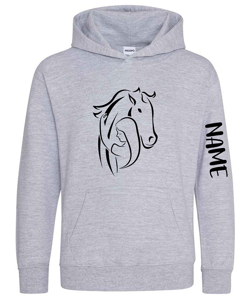 Personalised Equestrian Glitter Hoodie Custom Printed Name Girls Hoodies Jumper