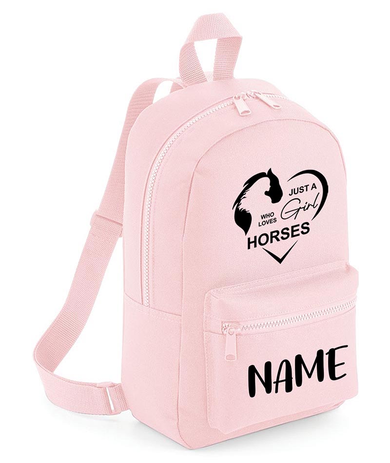 Personalised Girls Backpack Equestrian Bag Mini School PE Club Nursery Any Name Rucksack