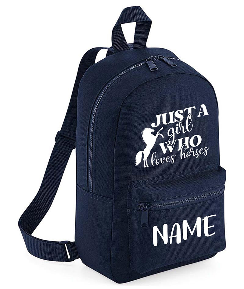 Personalised Girls Backpack Equestrian Bag Mini School PE Club Nursery Any Name Rucksack