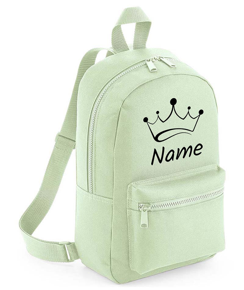 Personalised Girls Crown Backpack Bag Mini School PE Club Nursery Any Name Rucksack