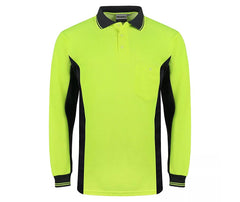 Mens Hi Viz Polo Shirt Long Sleeve High Visibility Safety Workwear Top