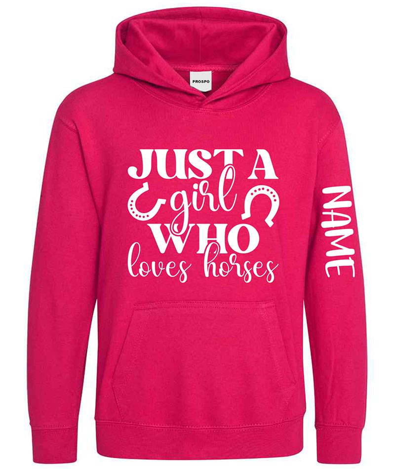 Personalised Equestrian Glitter Hoodie Custom Printed Name Girls Hoodies Jumper