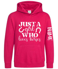 Personalised Equestrian Glitter Hoodie Custom Printed Name Girls Hoodies Jumper