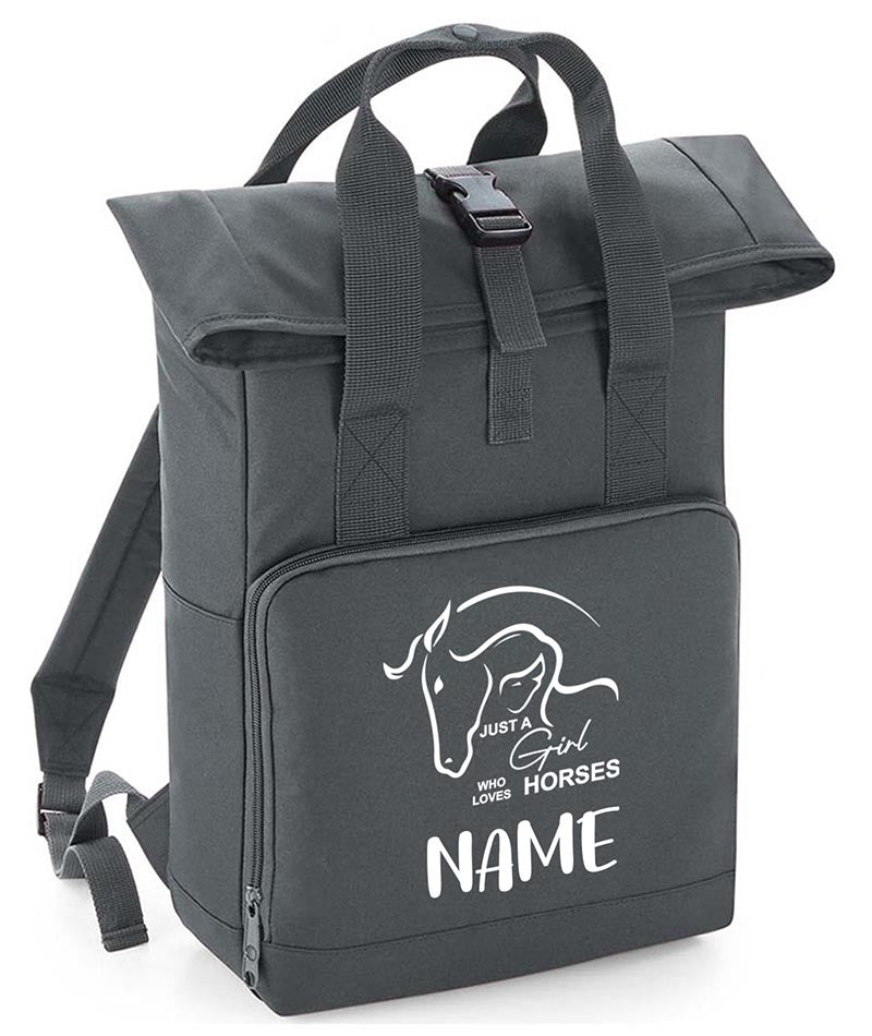 Personalised  Equestrian Backpack with Your Name Twin Handle Roll-Top Backpack