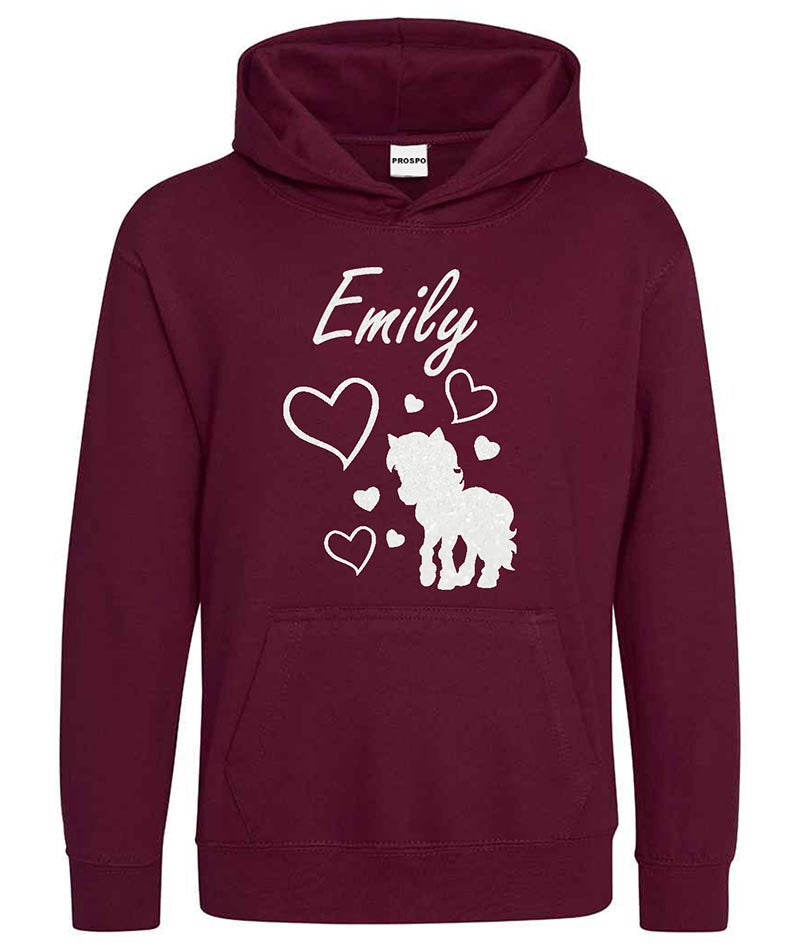 Personalised Unicorn Glitter Hoodie Custom Printed Name Girls Hoodies Jumper