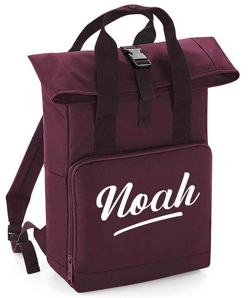 Personalised with Your Name Twin Handle Roll-Top Backpack