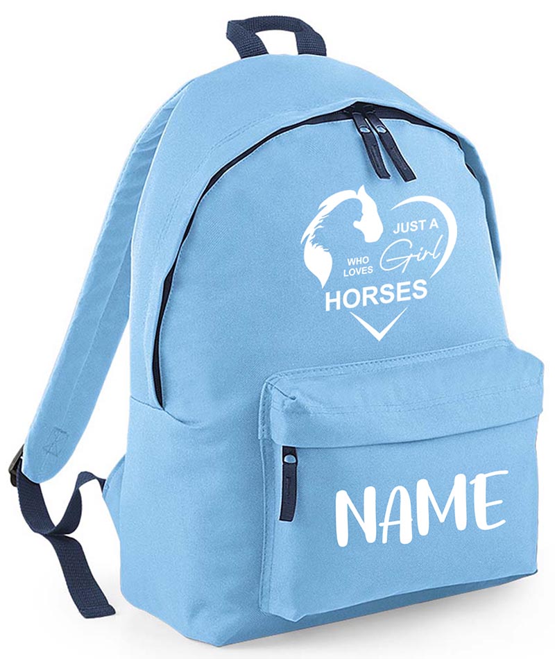 Personalised Equestrian School Backpack Bag Any Name Text Kids PE Kit Girls Boys Gift