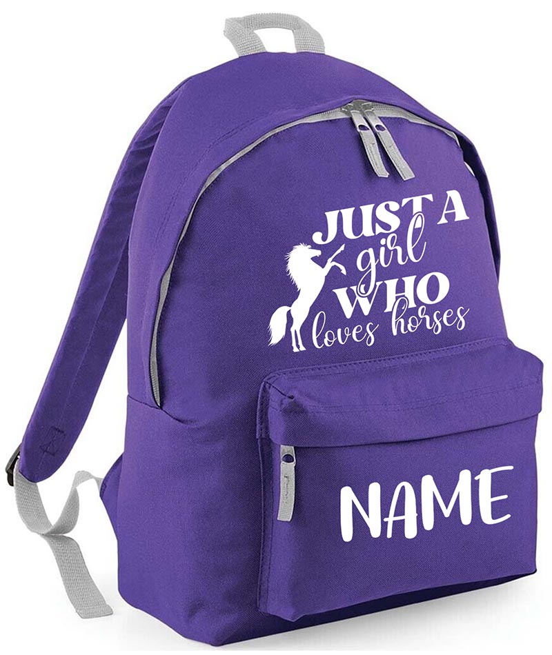 Personalised Equestrian School Backpack Bag Any Name Text Kids PE Kit Girls Boys Gift