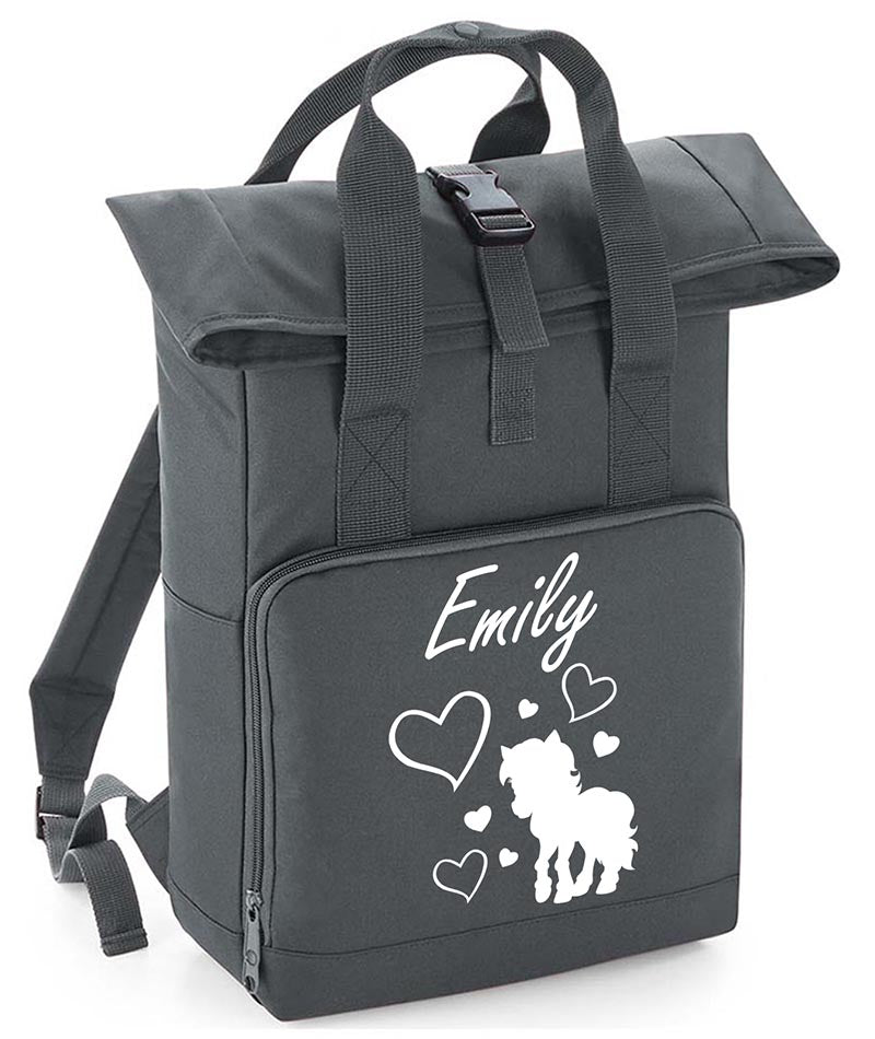 Personalised Unicorn Backpack with Your Name Twin Handle Roll-Top Backpack