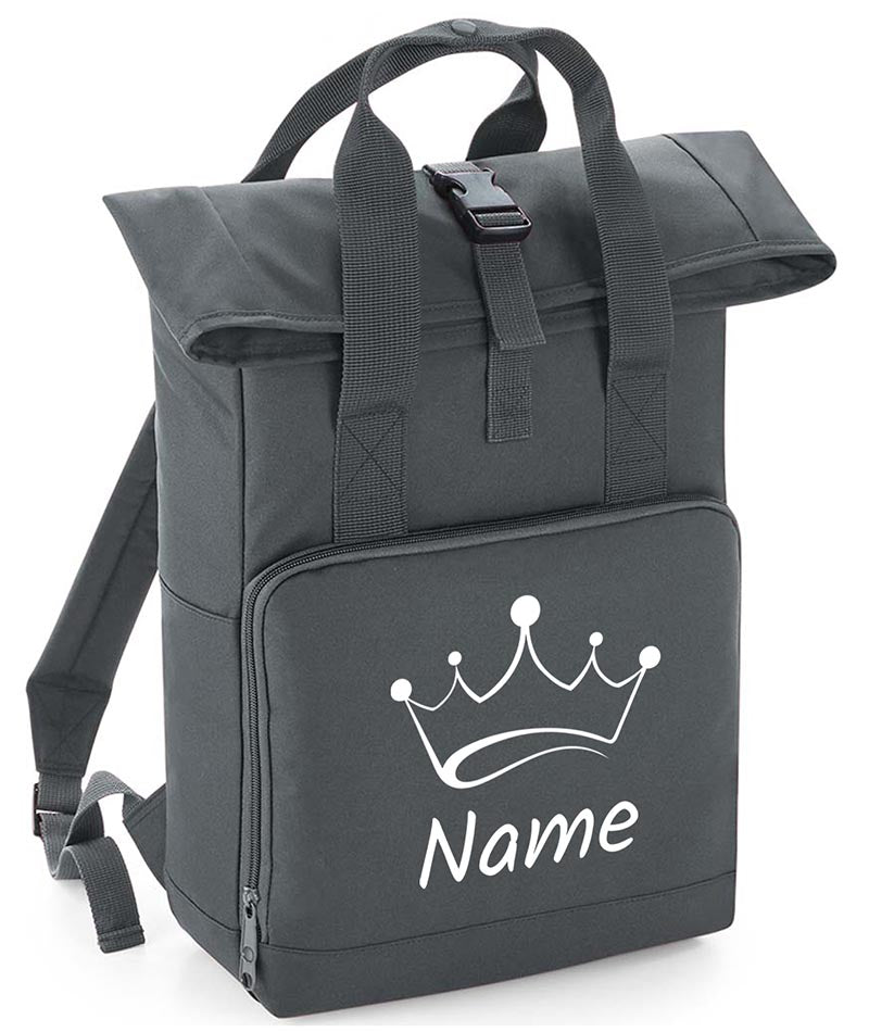 Personalised Crown Backpack with Your Name Twin Handle Roll-Top Backpack