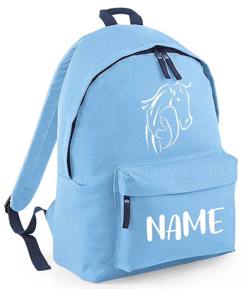 Personalised Equestrian School Backpack Bag Any Name Text Kids PE Kit Girls Boys Gift