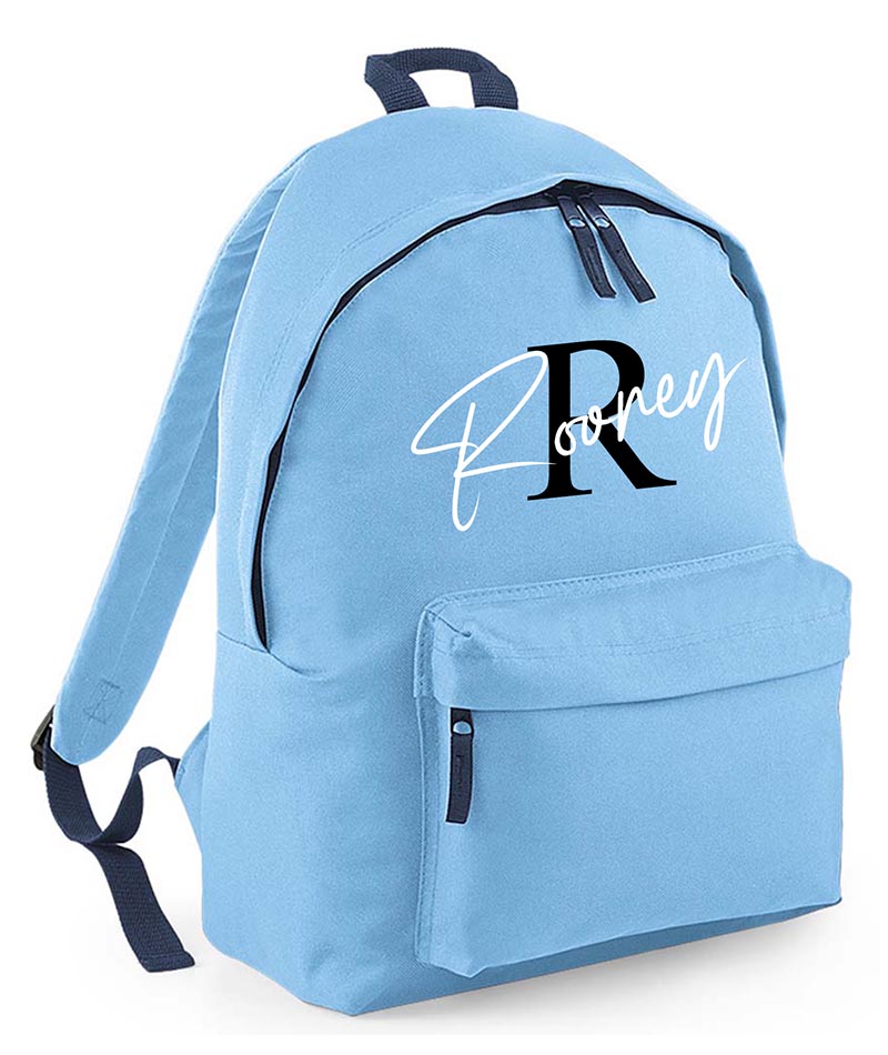 Personalised School Backpack Bag Initial Any Name Text Kids PE Kit Girls Boys Gift