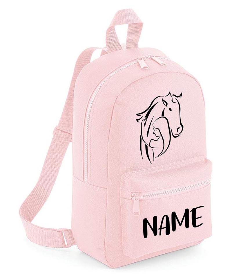 Personalised Girls Backpack Equestrian Bag Mini School PE Club Nursery Any Name Rucksack