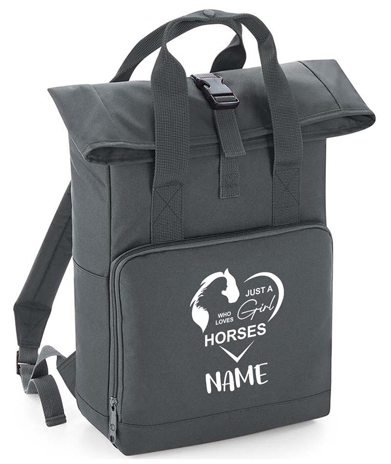 Personalised  Equestrian Backpack with Your Name Twin Handle Roll-Top Backpack