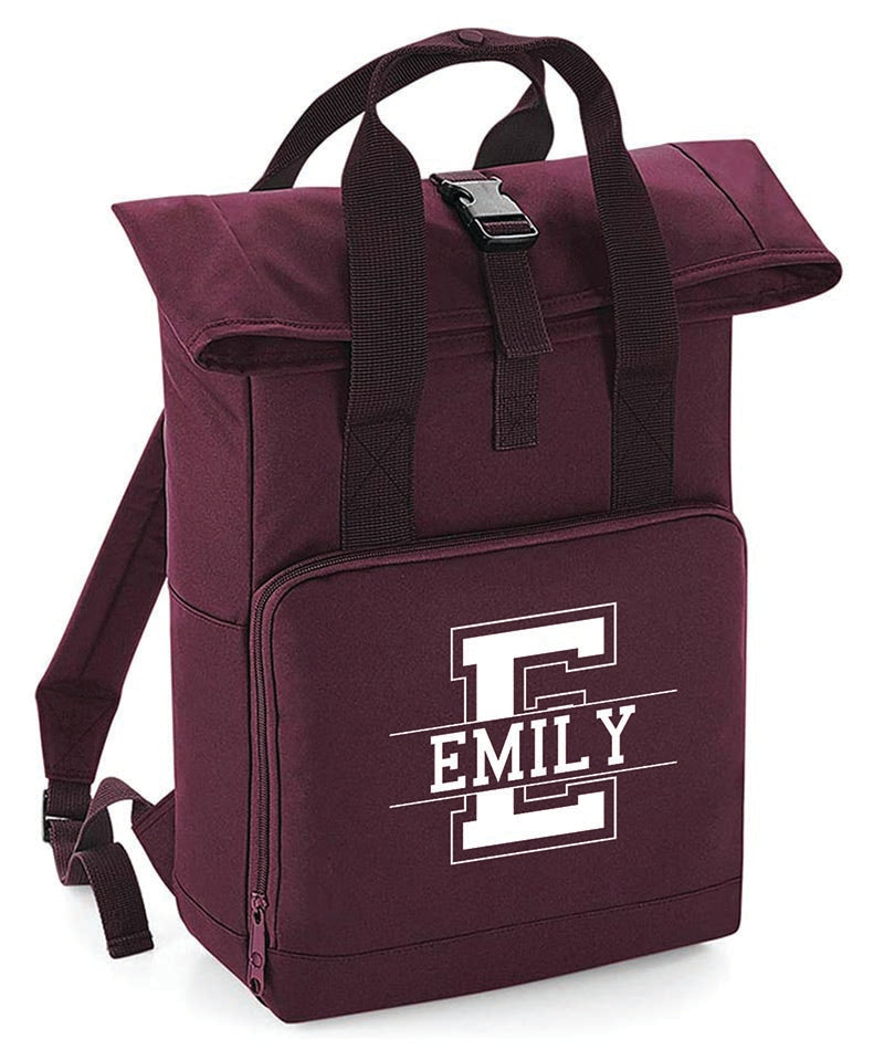 Personalised Backpack with Your Name Twin Handle Roll-Top Backpack