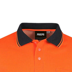 Mens Hi Viz Polo Shirt Long Sleeve High Visibility Safety Work Vis Top