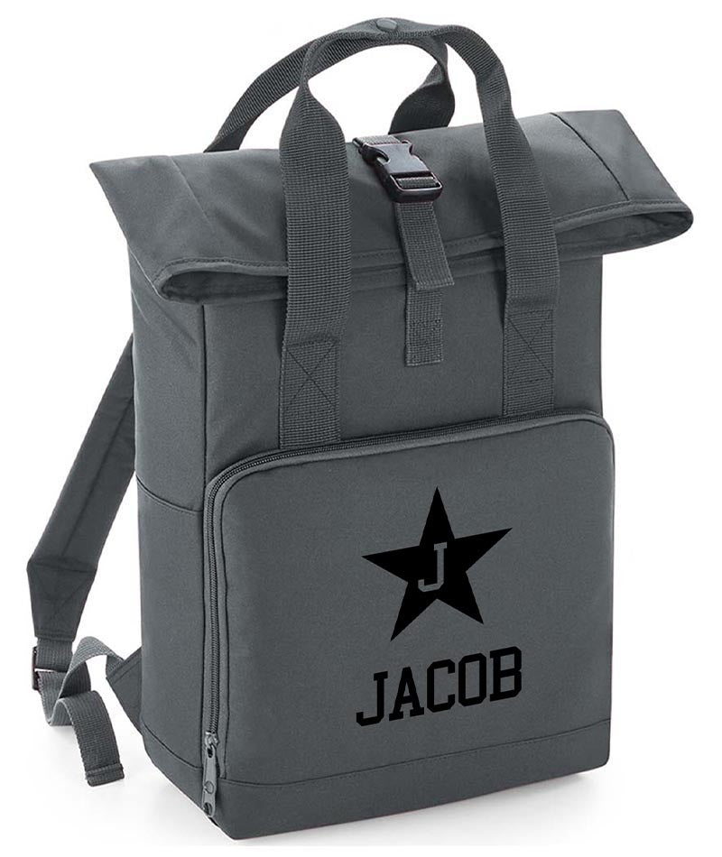 Personalised Star Backpack with Your Name Twin Handle Roll-Top Backpack