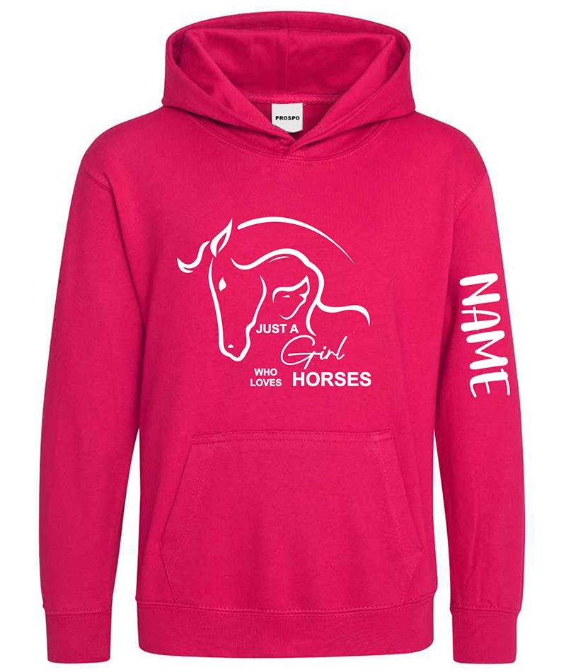 Personalised Equestrian Glitter Hoodie Custom Printed Name Girls Hoodies Jumper