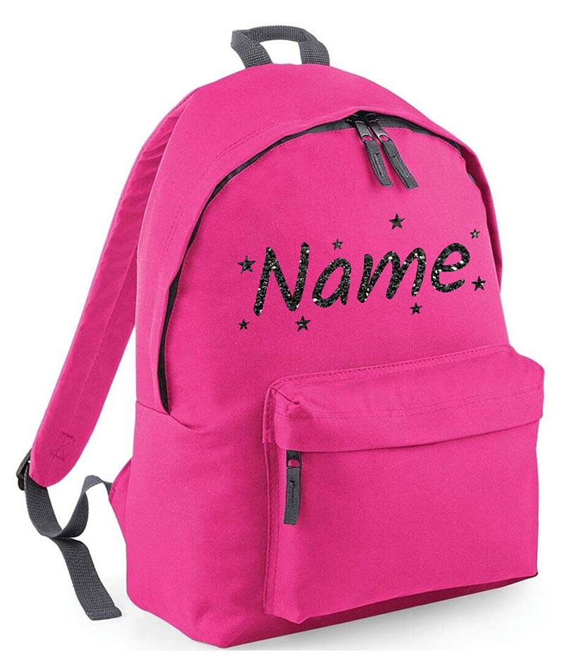 Personalised School Backpack Bag Stars Any Name Text Kids PE Kit Girls Boys Gift