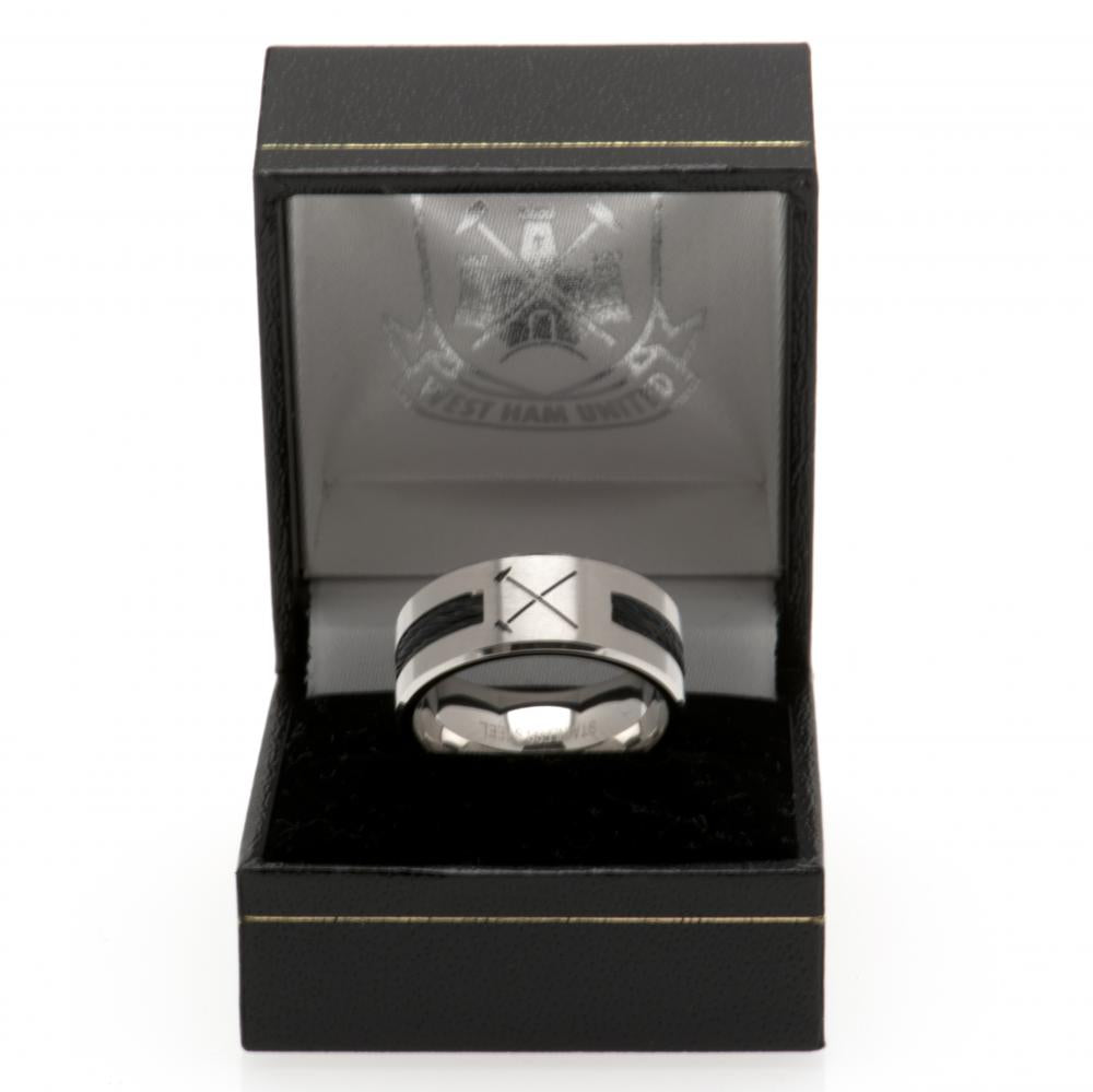 West Ham United FC Black Inlay Ring Large HM