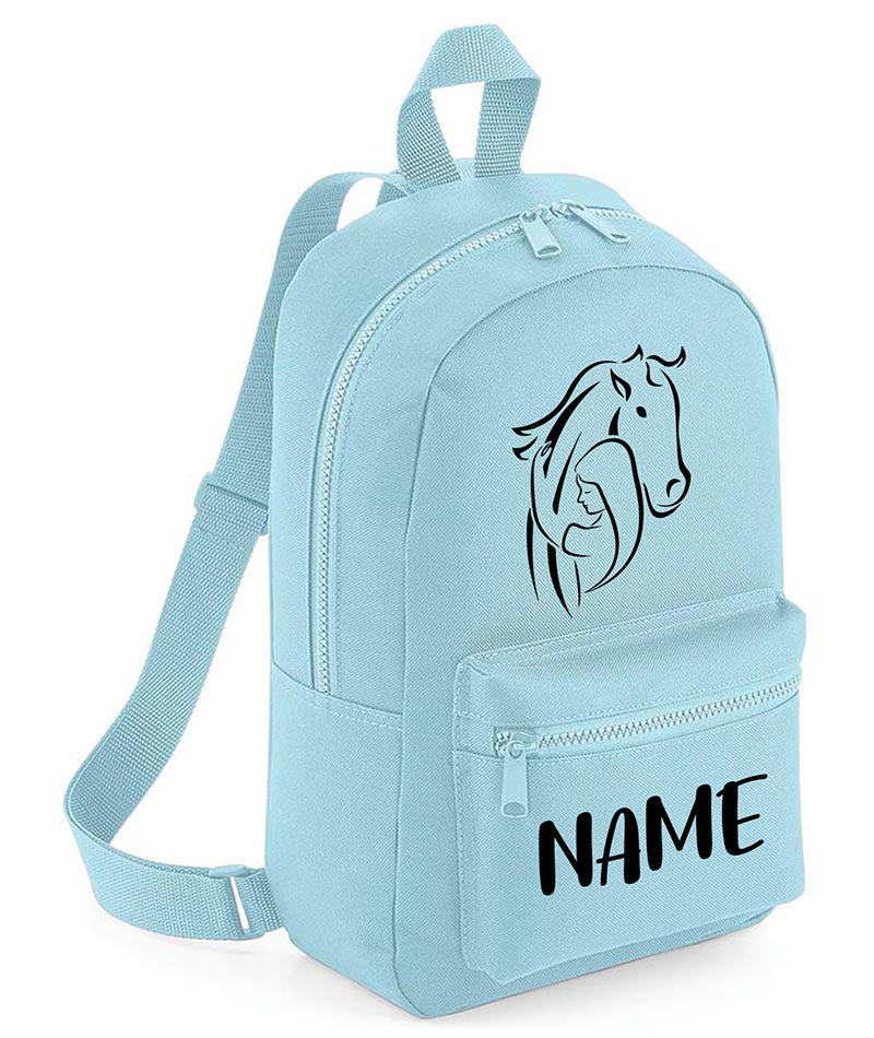 Personalised Girls Backpack Equestrian Bag Mini School PE Club Nursery Any Name Rucksack