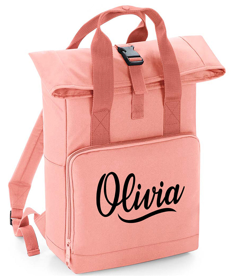 Personalised with Your Name Twin Handle Roll-Top Backpack