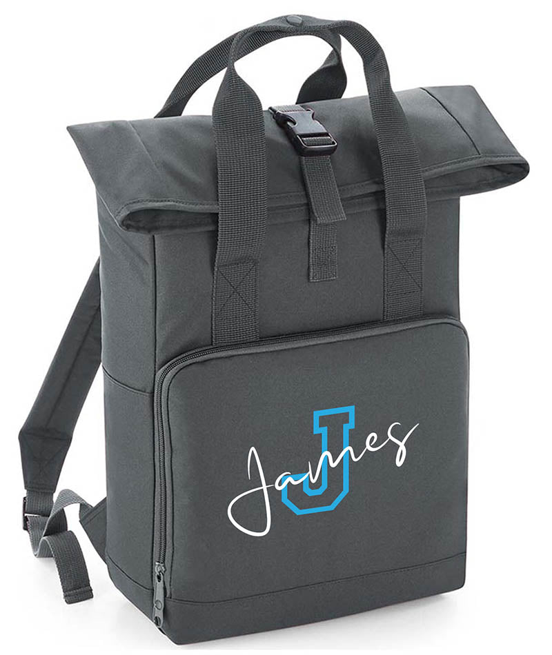 Personalised Backpack with Your Name Twin Handle Roll-Top Backpack