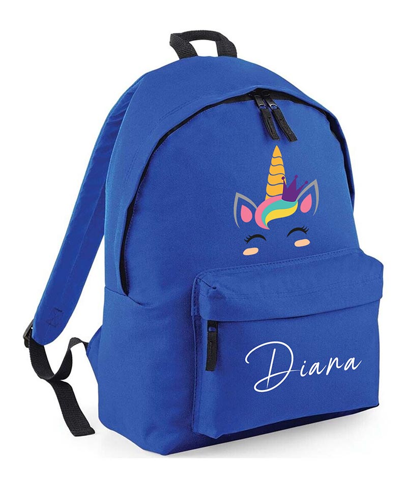 Personalised unicorn School Backpack Bag Any Name Text Kids PE Kit Girls Boys Gift