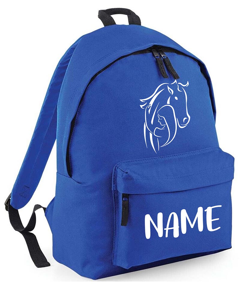 Personalised Equestrian School Backpack Bag Any Name Text Kids PE Kit Girls Boys Gift