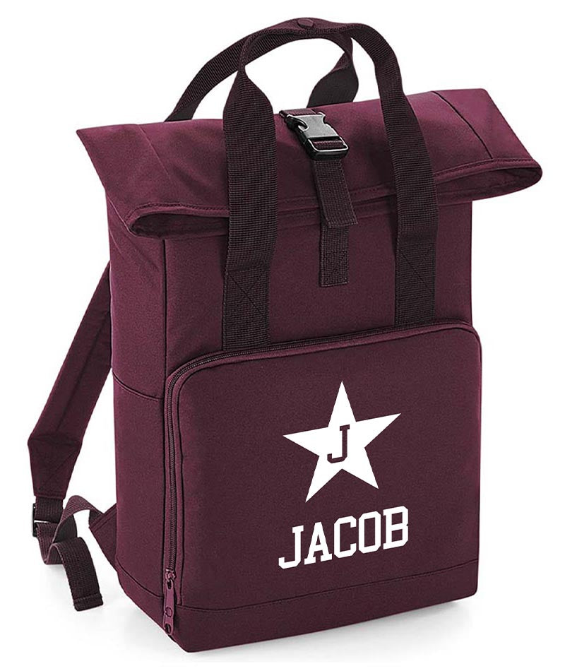 Personalised Star Backpack with Your Name Twin Handle Roll-Top Backpack