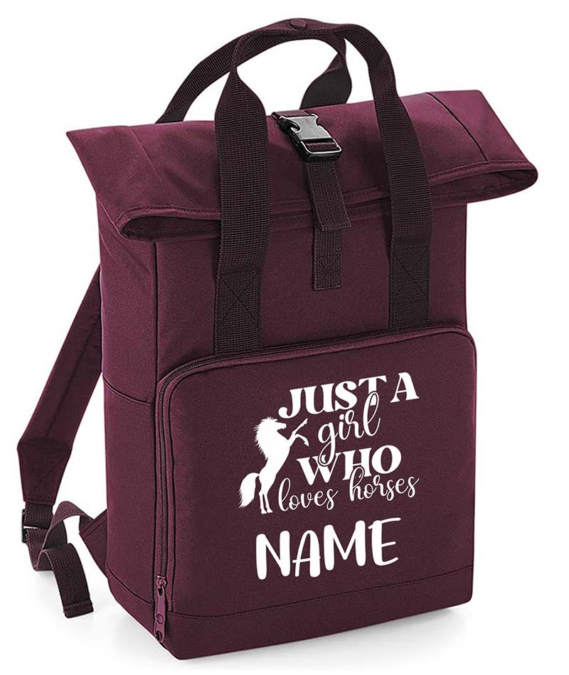 Personalised  Equestrian Backpack with Your Name Twin Handle Roll-Top Backpack