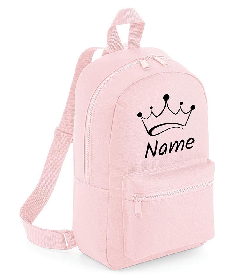 Personalised Girls Crown Backpack Bag Mini School PE Club Nursery Any Name Rucksack