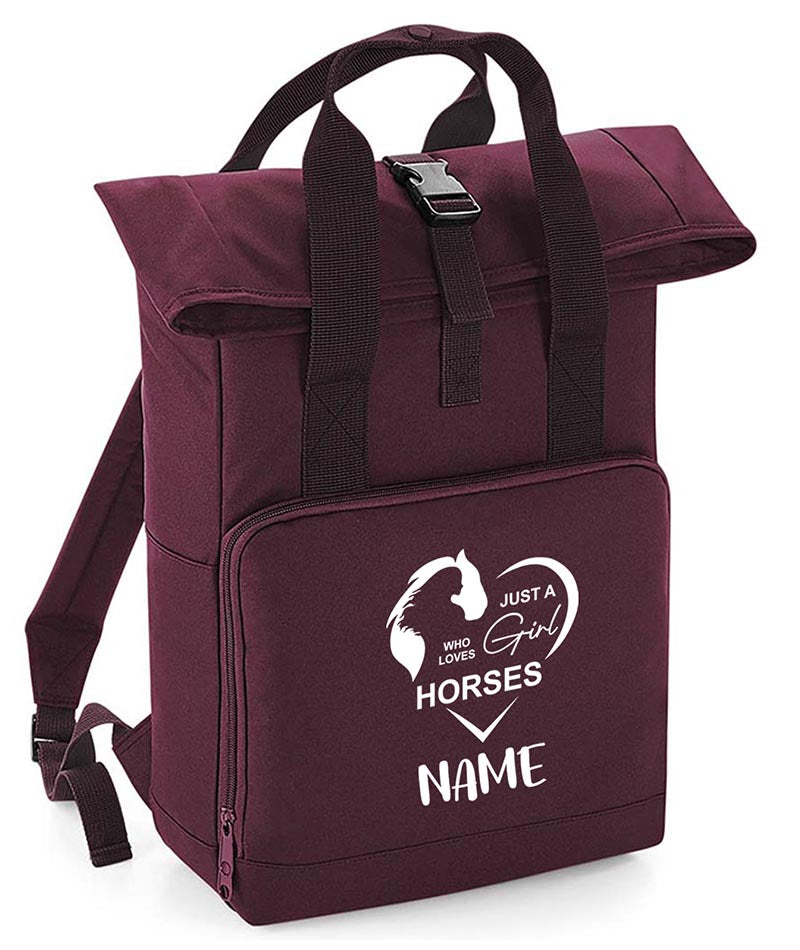 Personalised  Equestrian Backpack with Your Name Twin Handle Roll-Top Backpack