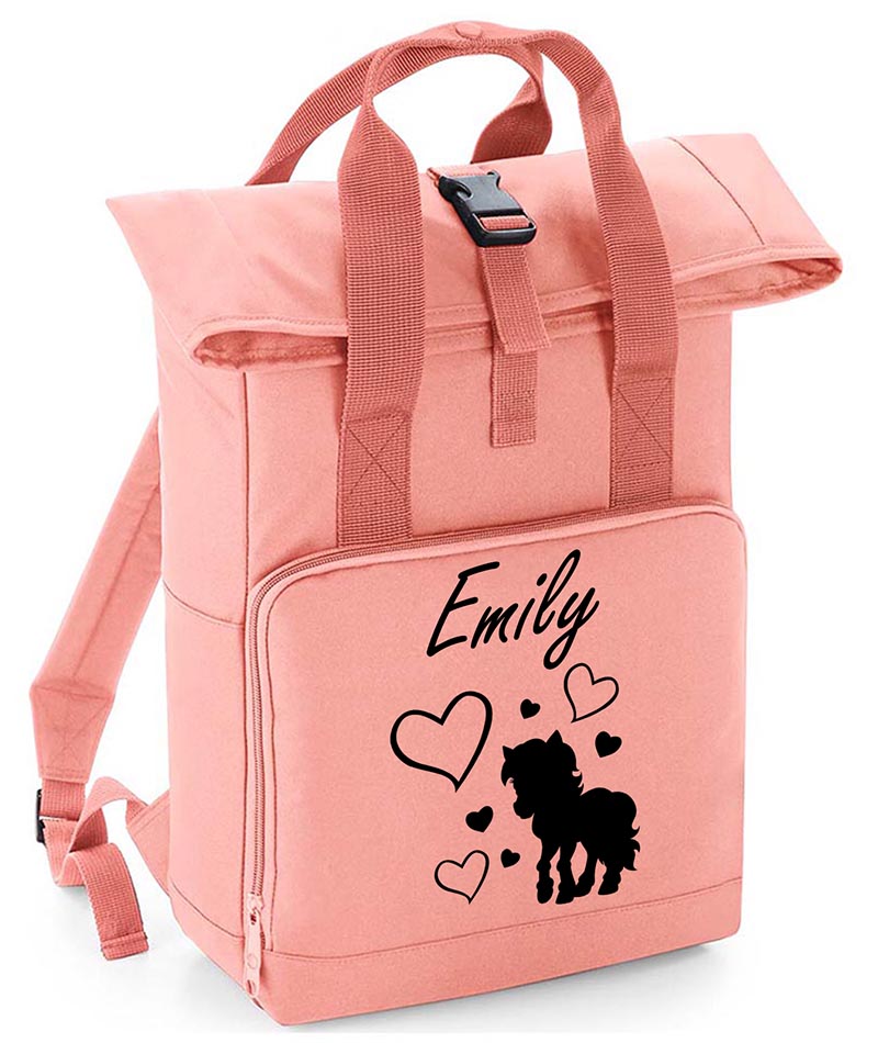 Personalised Unicorn Backpack with Your Name Twin Handle Roll-Top Backpack