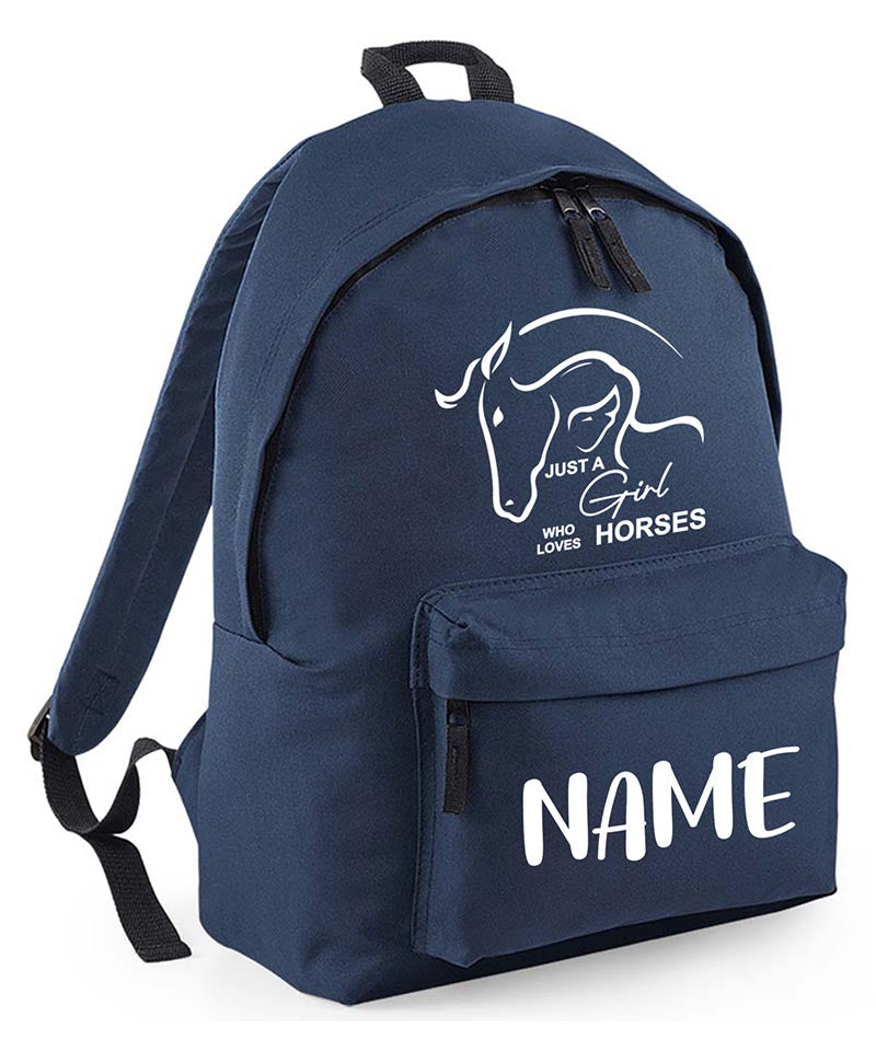 Personalised Equestrian School Backpack Bag Any Name Text Kids PE Kit Girls Boys Gift