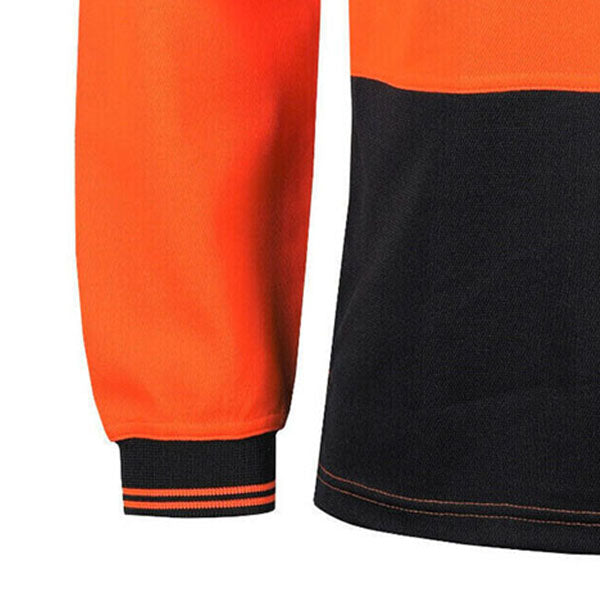 Mens Hi Viz Polo Shirt Long Sleeve High Visibility Safety Work Vis Top