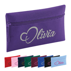 Personalised Pencil Case with Glitter Name School Equipment Pens Bag Case Best Gift